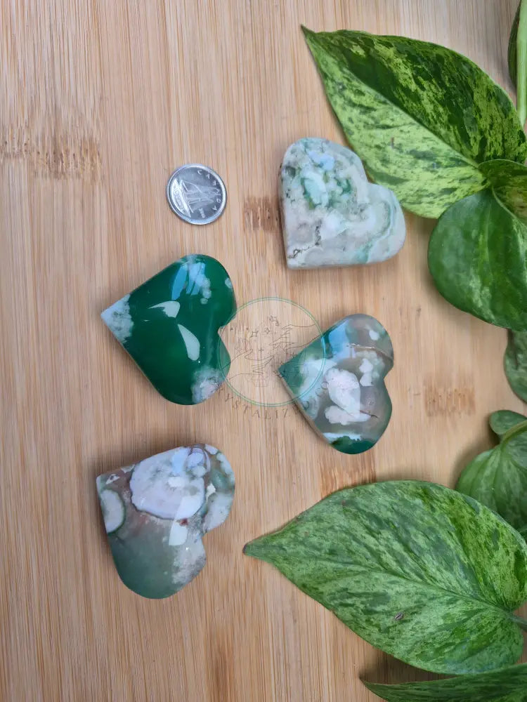GREEN FLOWER AGATE HEART