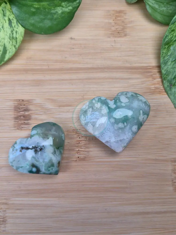 GREEN FLOWER AGATE HEART