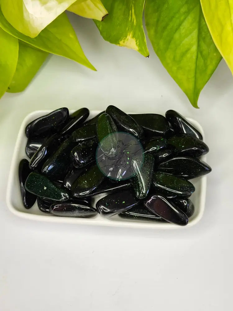 GREEN GOLDSTONE TUMBLED STONE - TUMBLED STONES