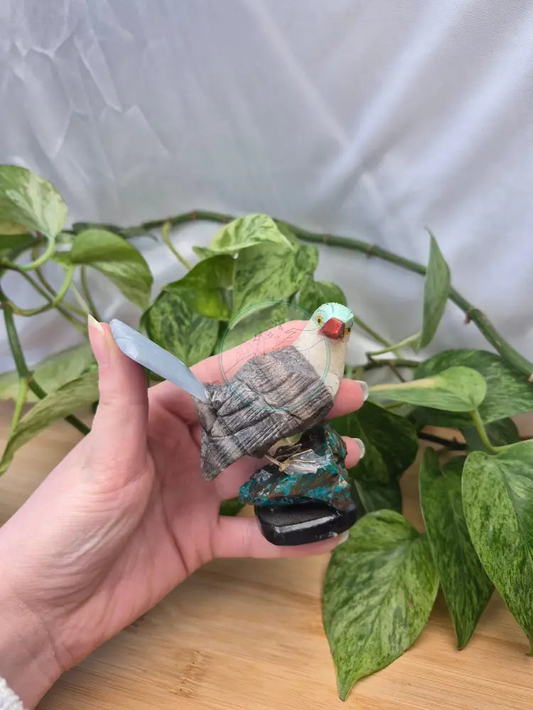 MIXED CRYSTAL EAGLE ON CHRYSCOLLA