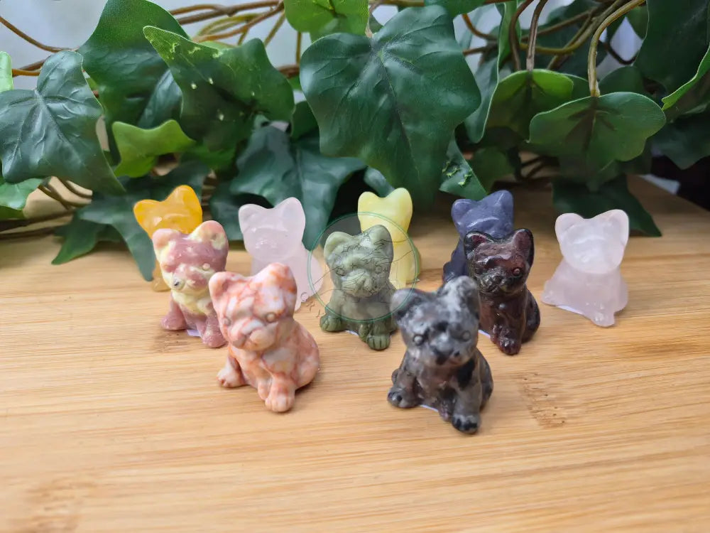 MIXED CRYSTAL SITTING DOG (Frenchie)