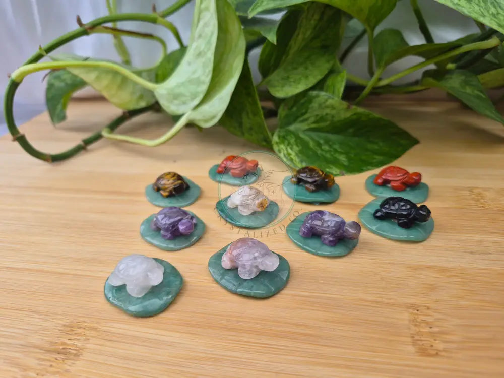MIXED CRYSTAL TURTLE ON A LILY PAD