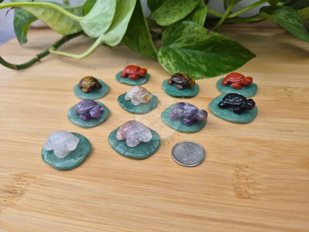 MIXED CRYSTAL TURTLE ON A LILY PAD