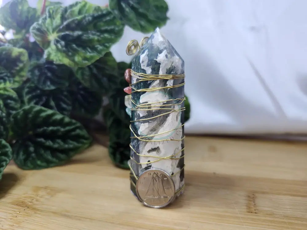 MOSS AGATE CHAKRA TOWER