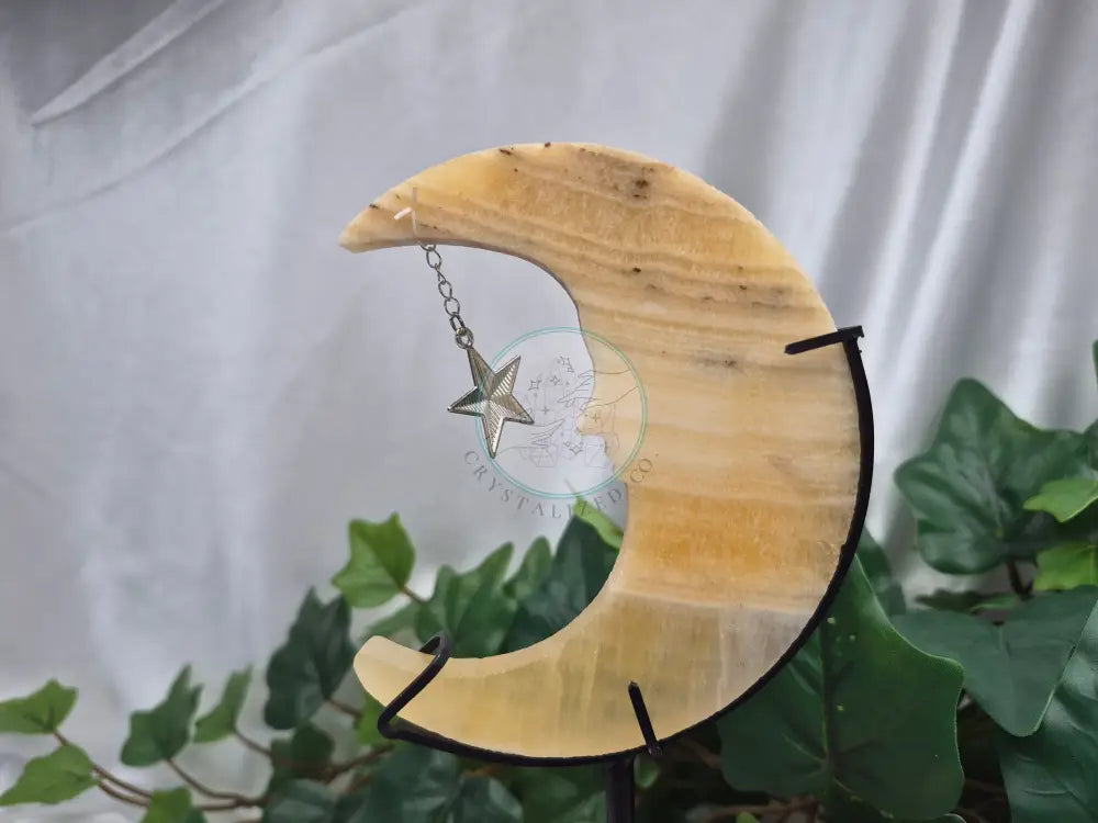 ORANGE CALCITE MOON W/STAND