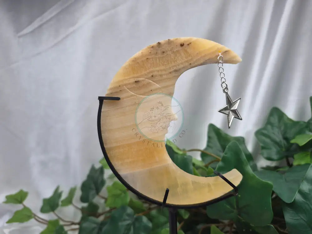 ORANGE CALCITE MOON W/STAND
