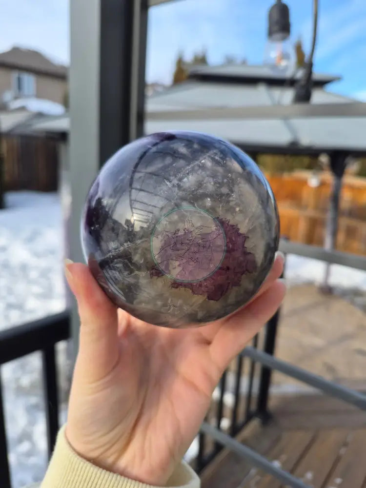 RAINBOW FLUORITE SPHERE WITH STAND