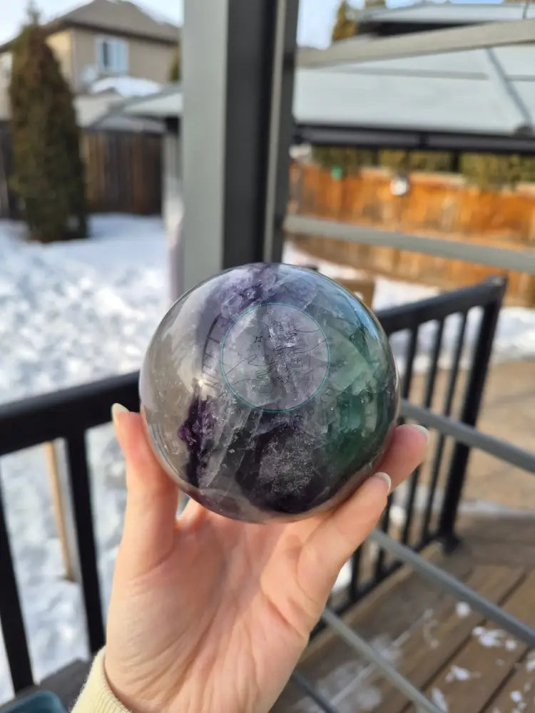 RAINBOW FLUORITE SPHERE WITH STAND