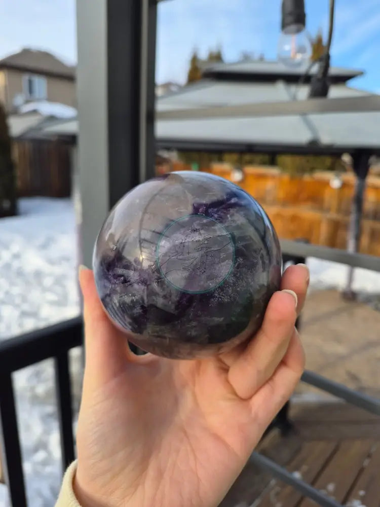RAINBOW FLUORITE SPHERE WITH STAND