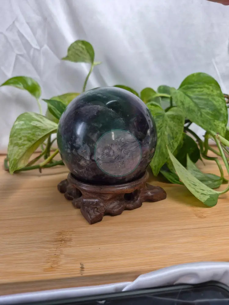 RAINBOW FLUORITE SPHERE WITH STAND