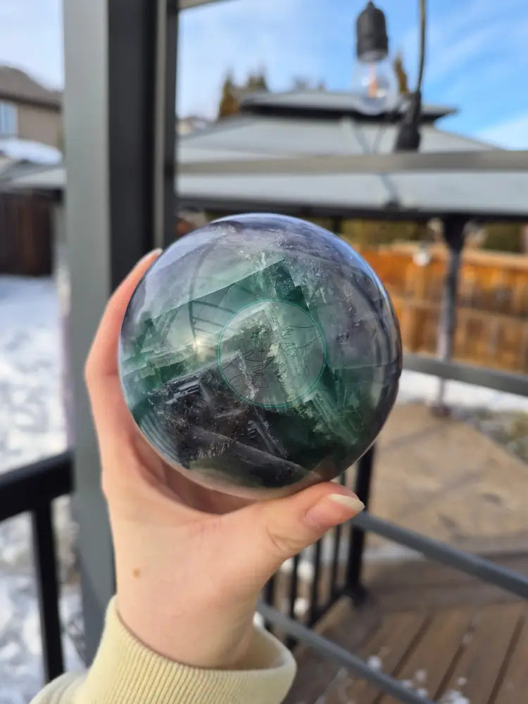 RAINBOW FLUORITE SPHERE WITH STAND