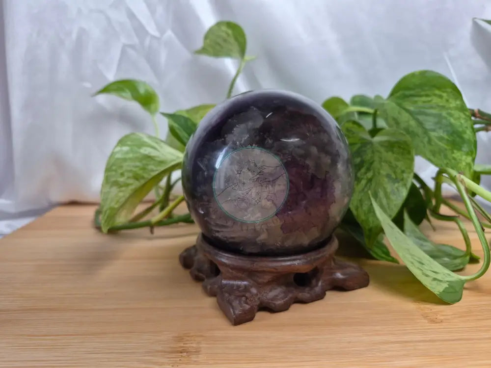 RAINBOW FLUORITE SPHERE WITH STAND