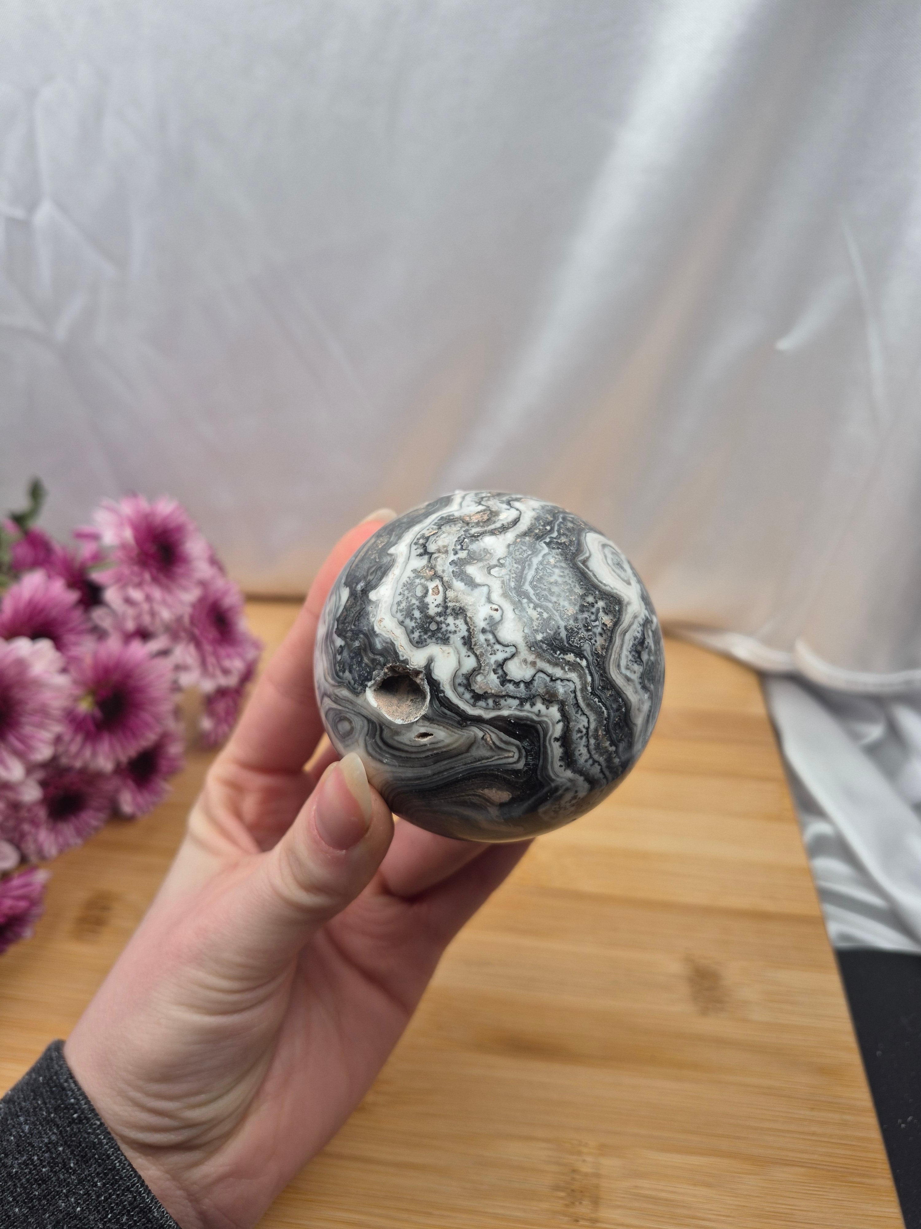 BLACK PHANTOM CALCITE SPHERE