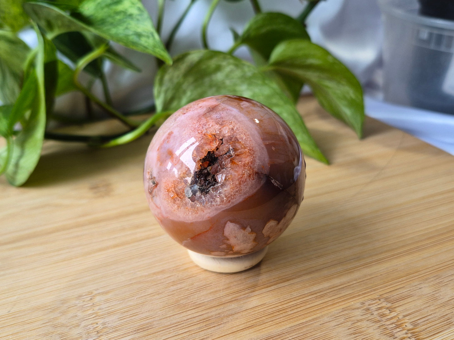 CARNELIAN FLOWER AGATE SPHERE