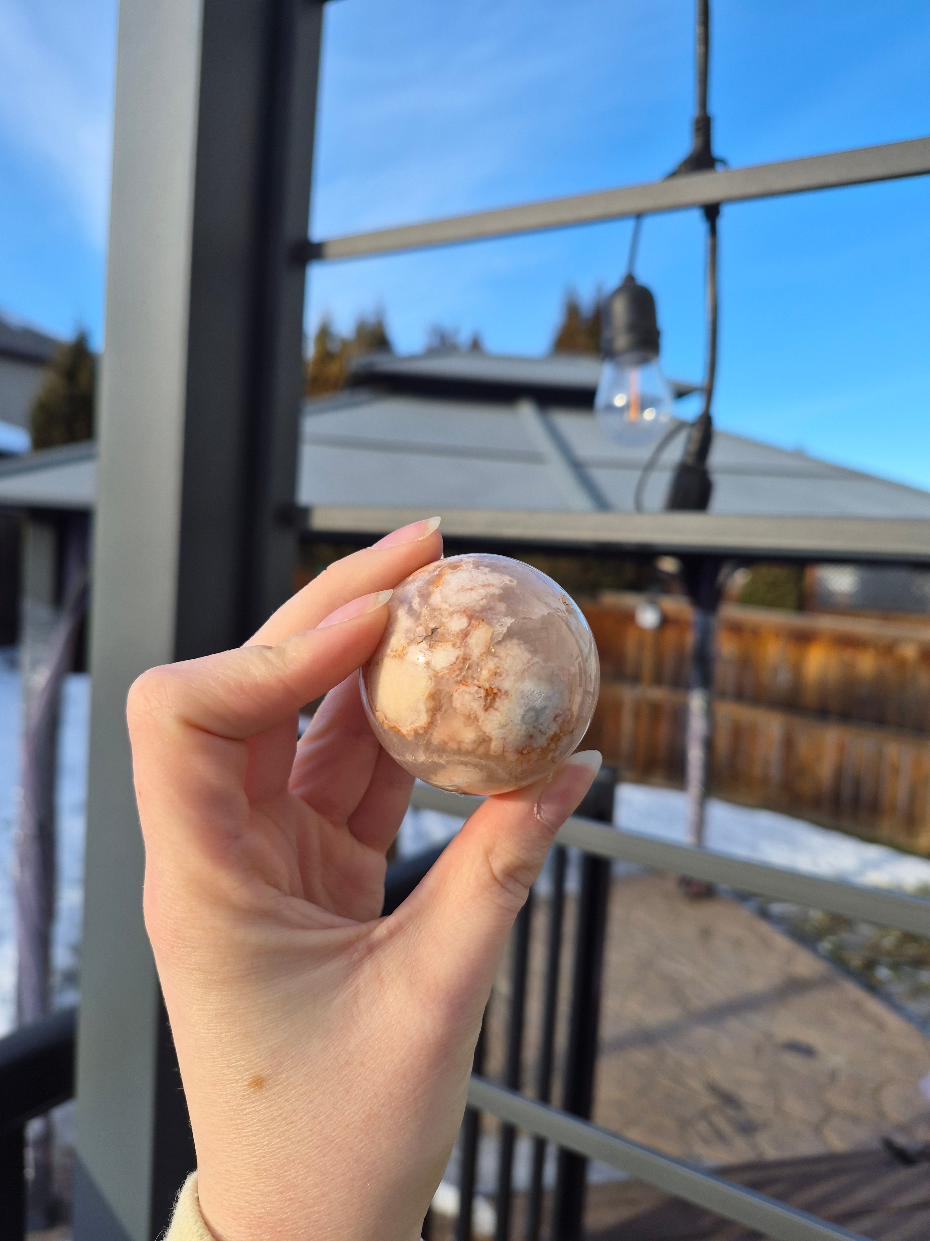PINK AMETHYST & FLOWER AGATE SPHERE