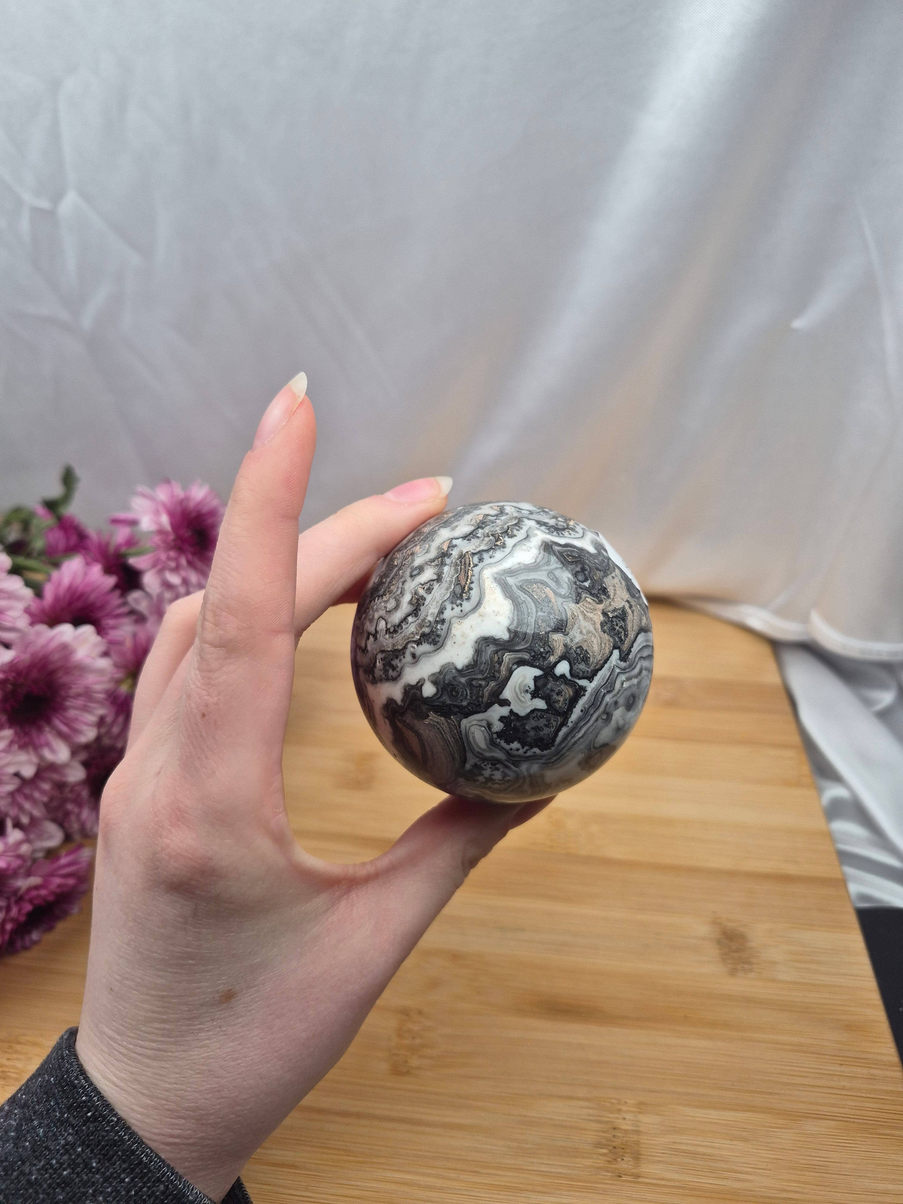 BLACK PHANTOM CALCITE SPHERE