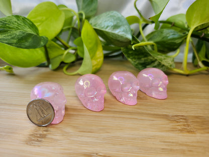 PINK AURA QUARTZ SKULL
