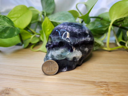 FEATHER FLUORITE SKULL