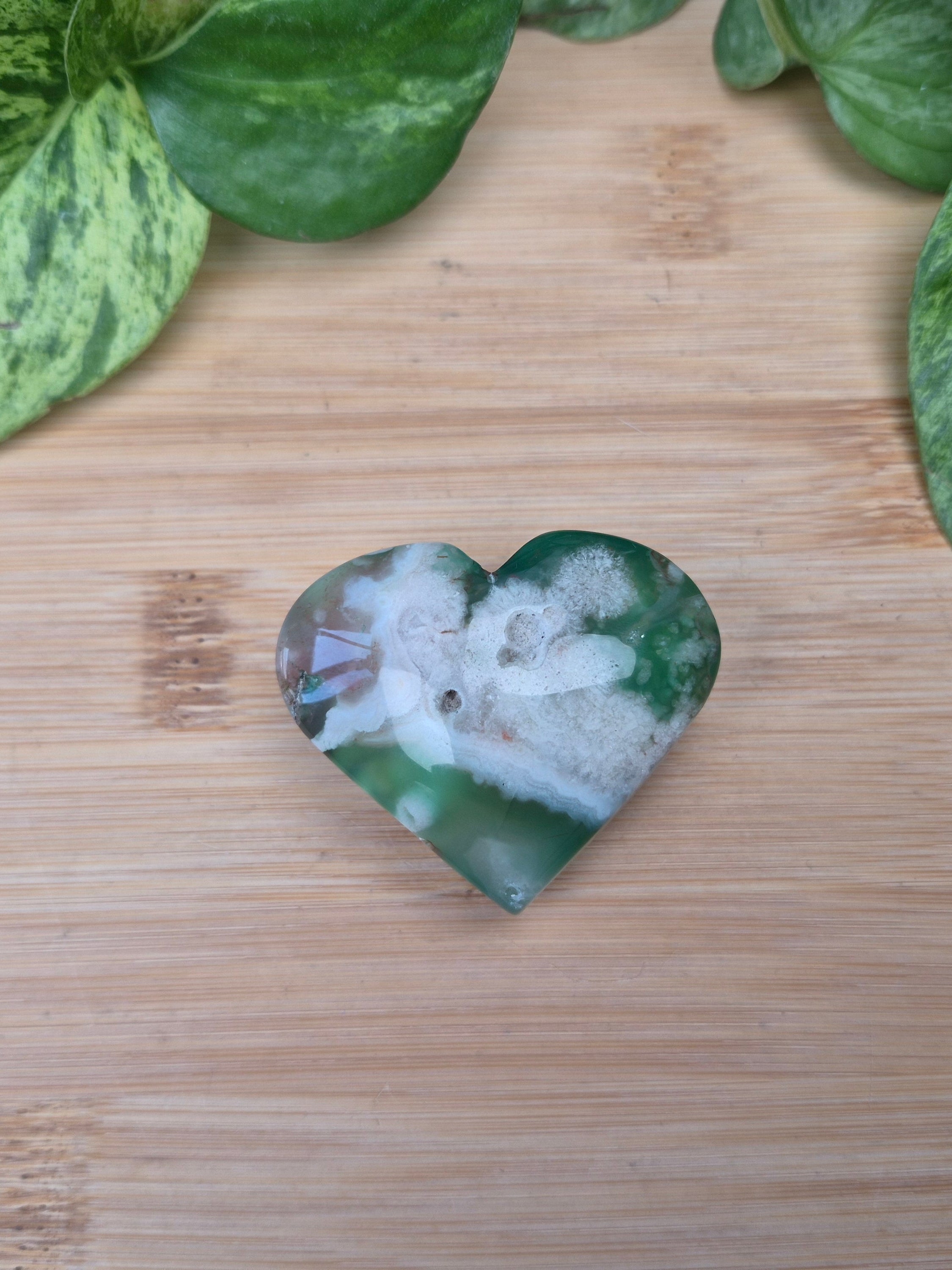 GREEN FLOWER AGATE HEART