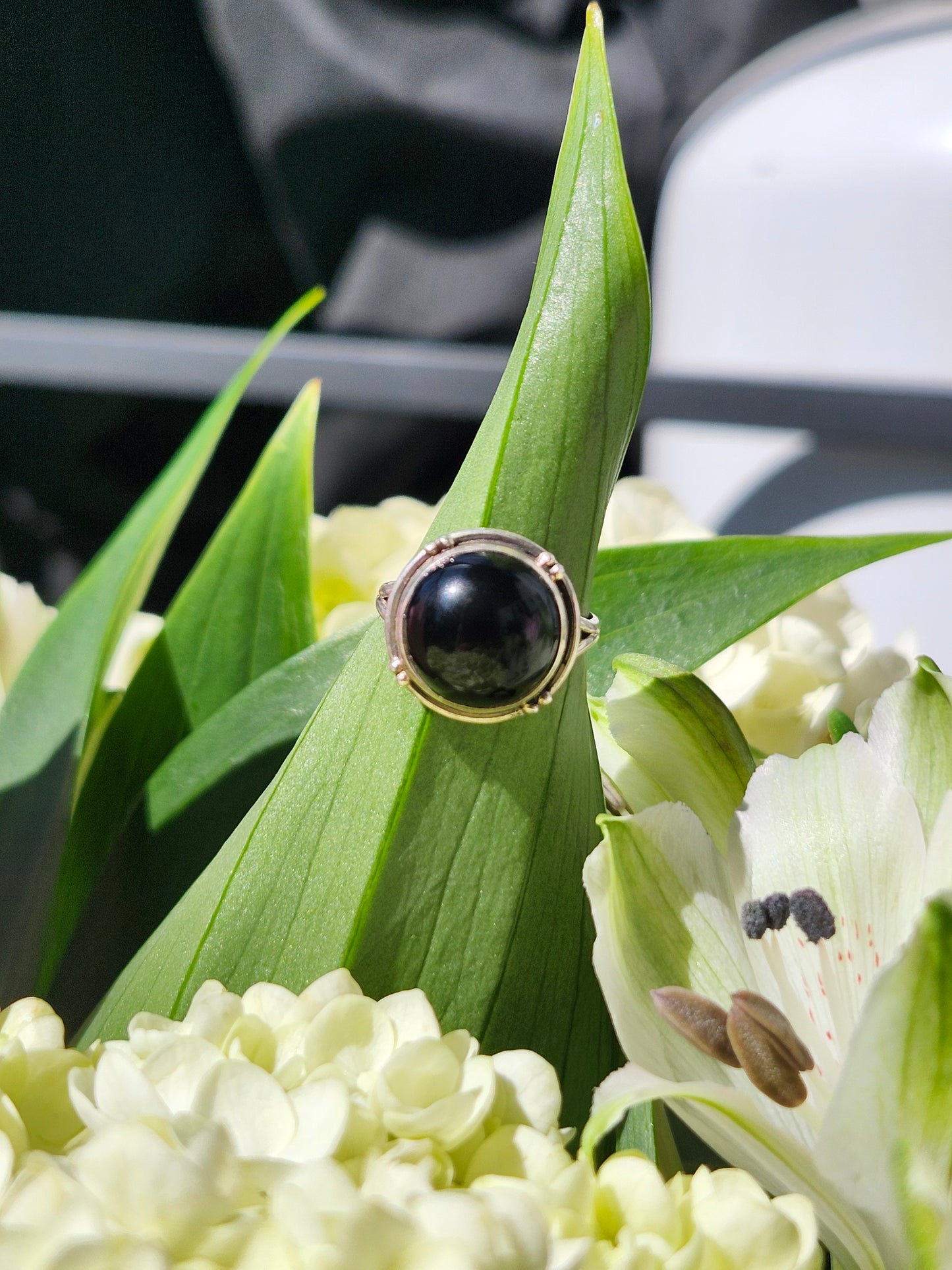 S5.5 OBSIDIAN RING .925 STERLING SILVER