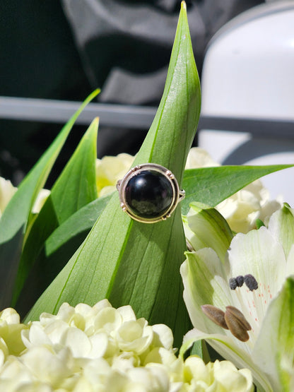 S5.5 OBSIDIAN RING .925 STERLING SILVER