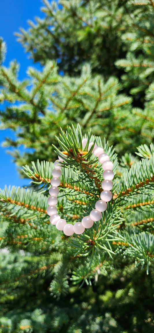 8mm DUSTY ROSE CAT'S EYE BRACELET