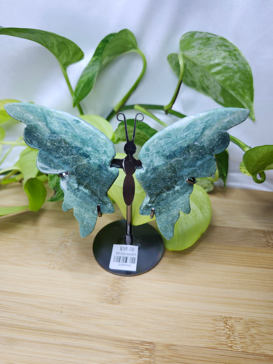 MOSS AGATE BUTTERFLY WINGS