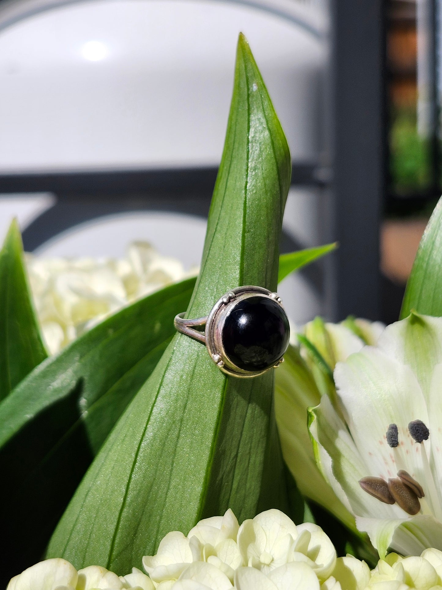 S5.5 OBSIDIAN RING .925 STERLING SILVER
