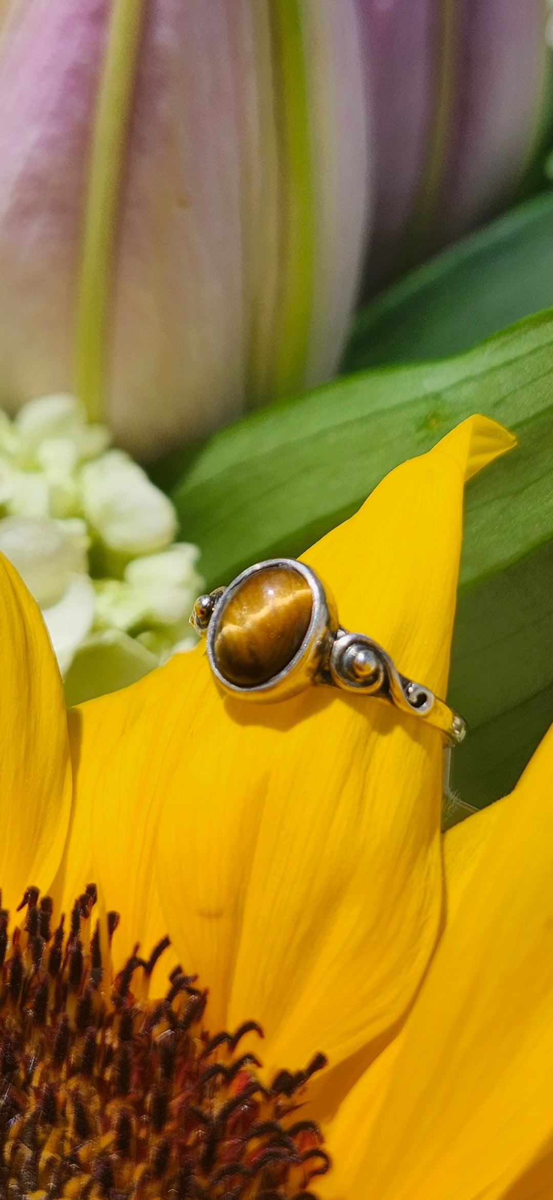 S6.25 TIGER'S EYE RING .925 STERLING SILVER