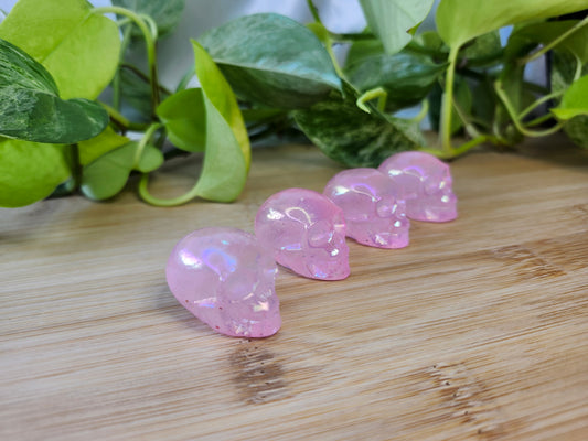 PINK AURA QUARTZ SKULL