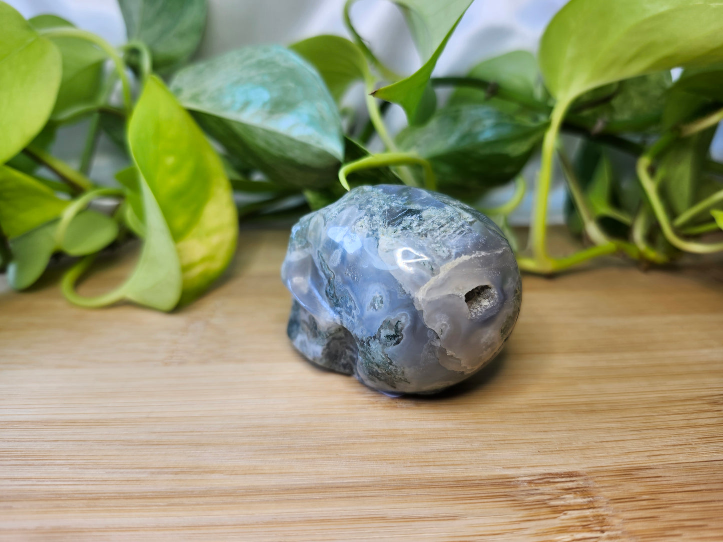 MOSS AGATE SKULL