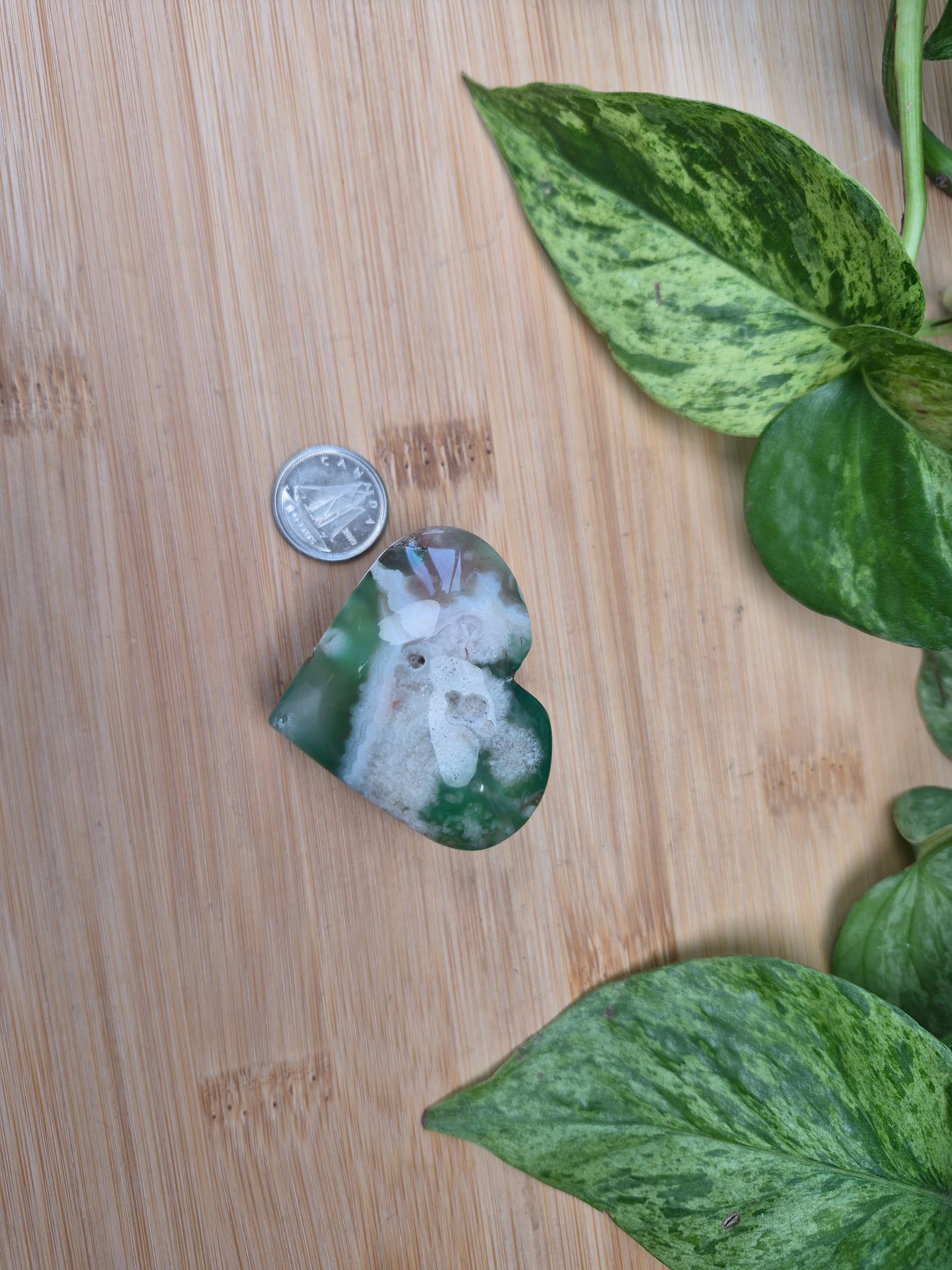 GREEN FLOWER AGATE HEART