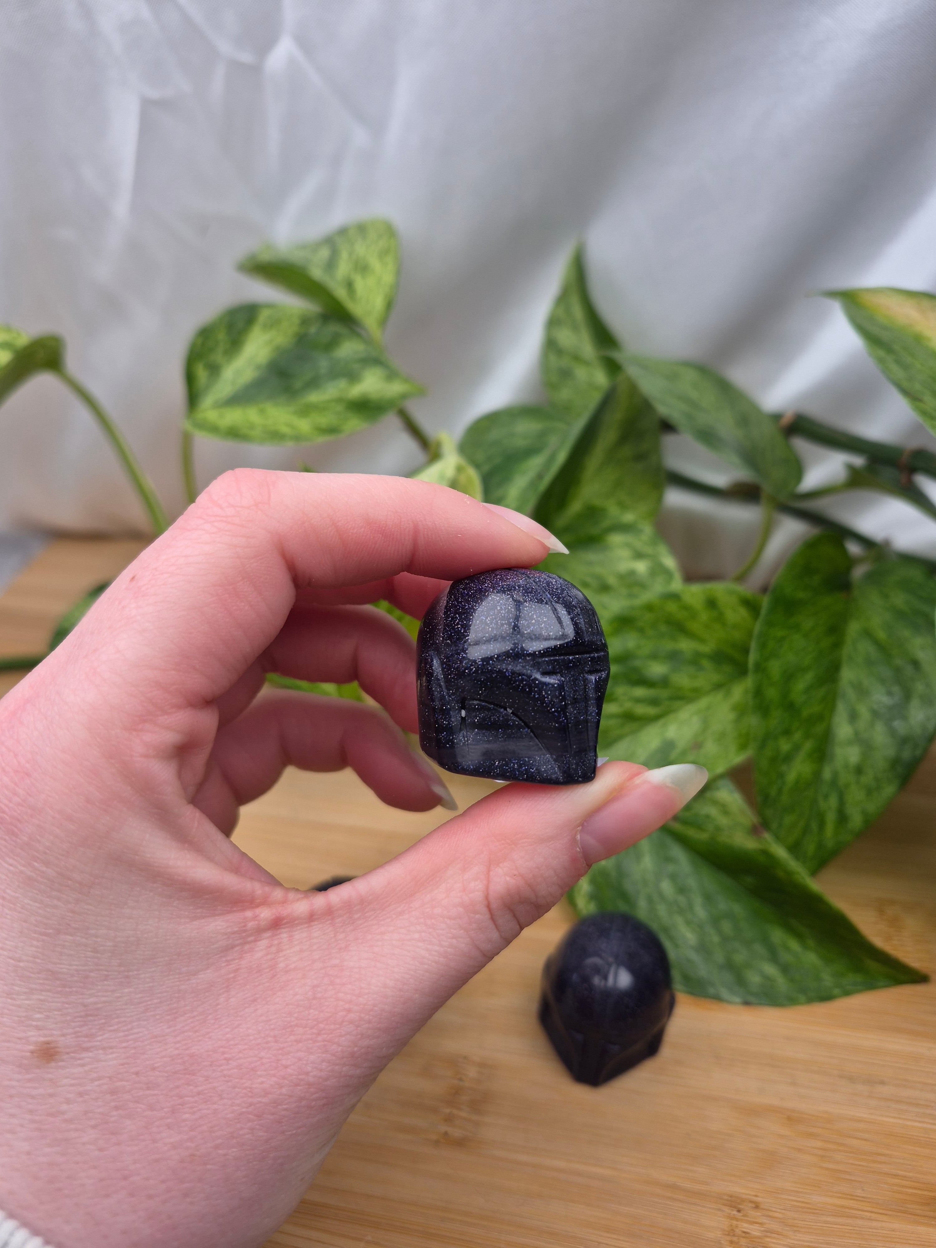 BLUE GOLDSTONE MANDO HELMET