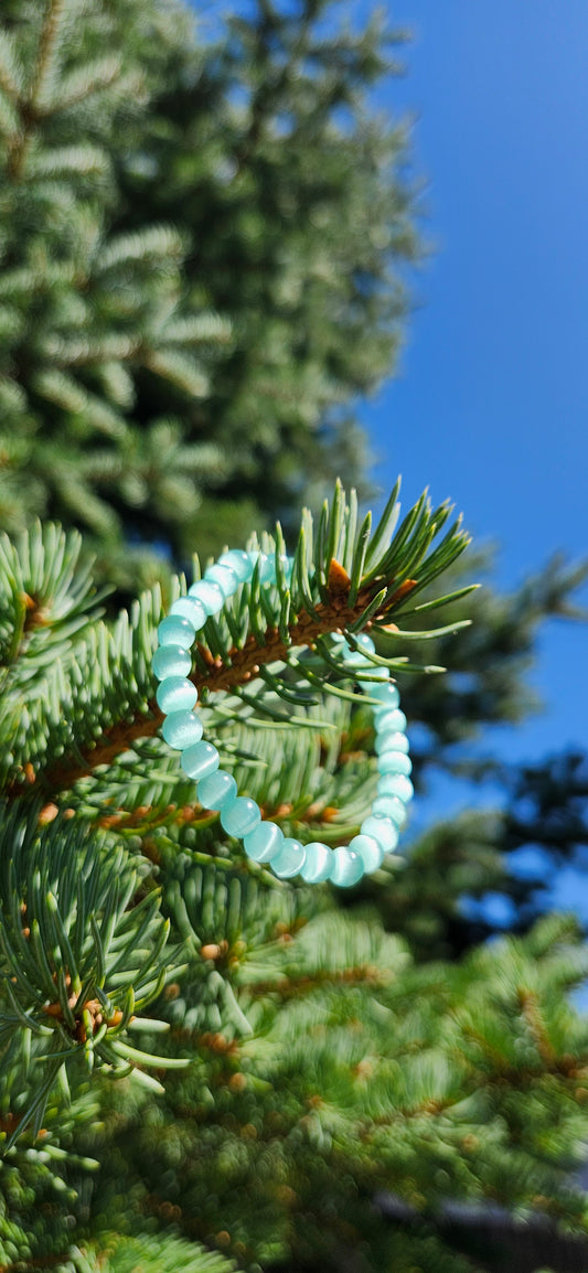 6mm GREEN CAT'S EYE BRACELET