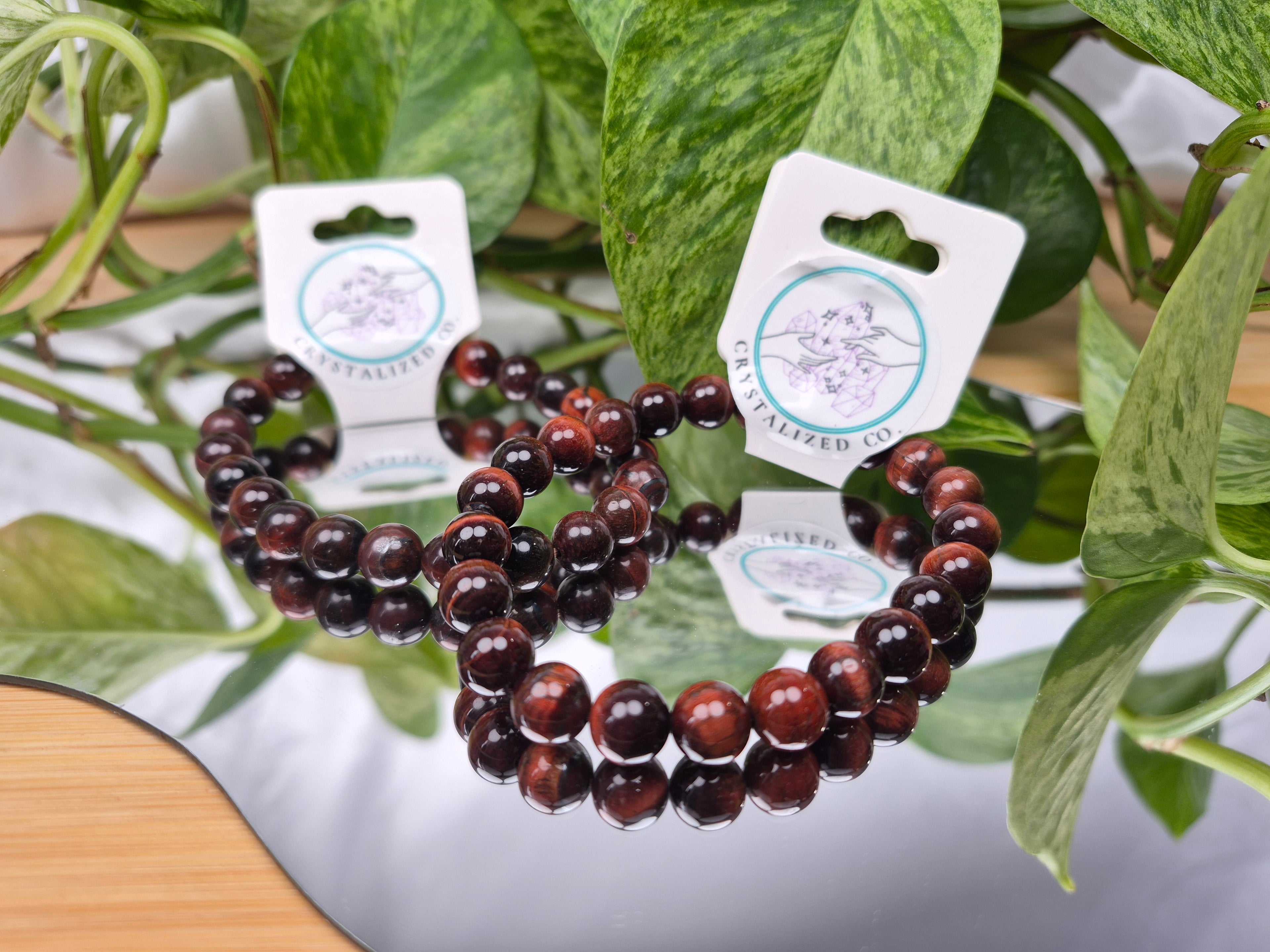 8mm RED TIGER EYE BRACELET