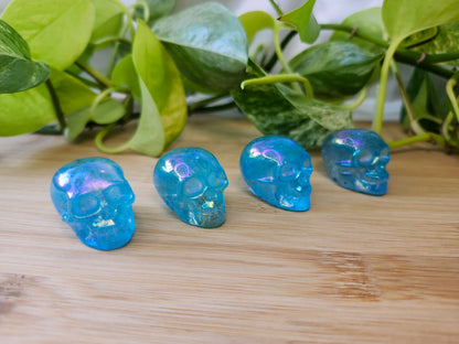 BLUE AURA QUARTZ SKULL