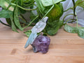 CLEAR QUARTZ PARROT ON AMETHYST BASE