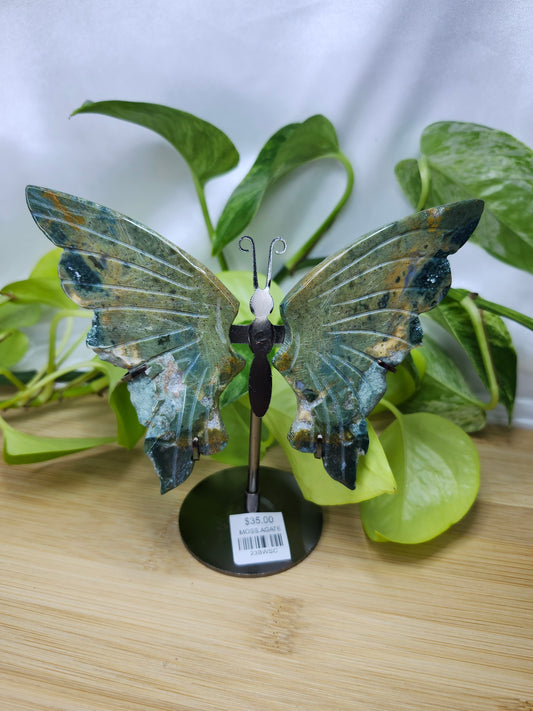 MOSS AGATE BUTTERFLY WINGS