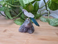 CLEAR QUARTZ PARROT ON AMETHYST BASE