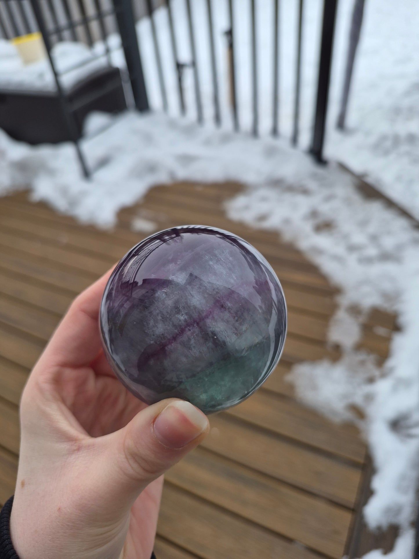 FLUORITE SPHERE W/LIGHT STAND