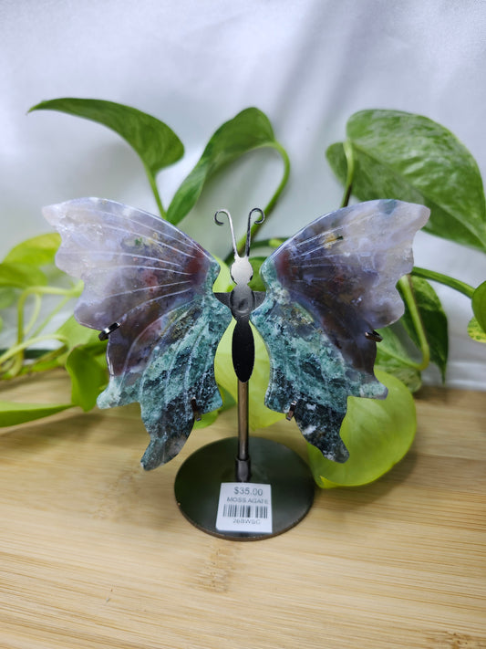MOSS AGATE BUTTERFLY WINGS
