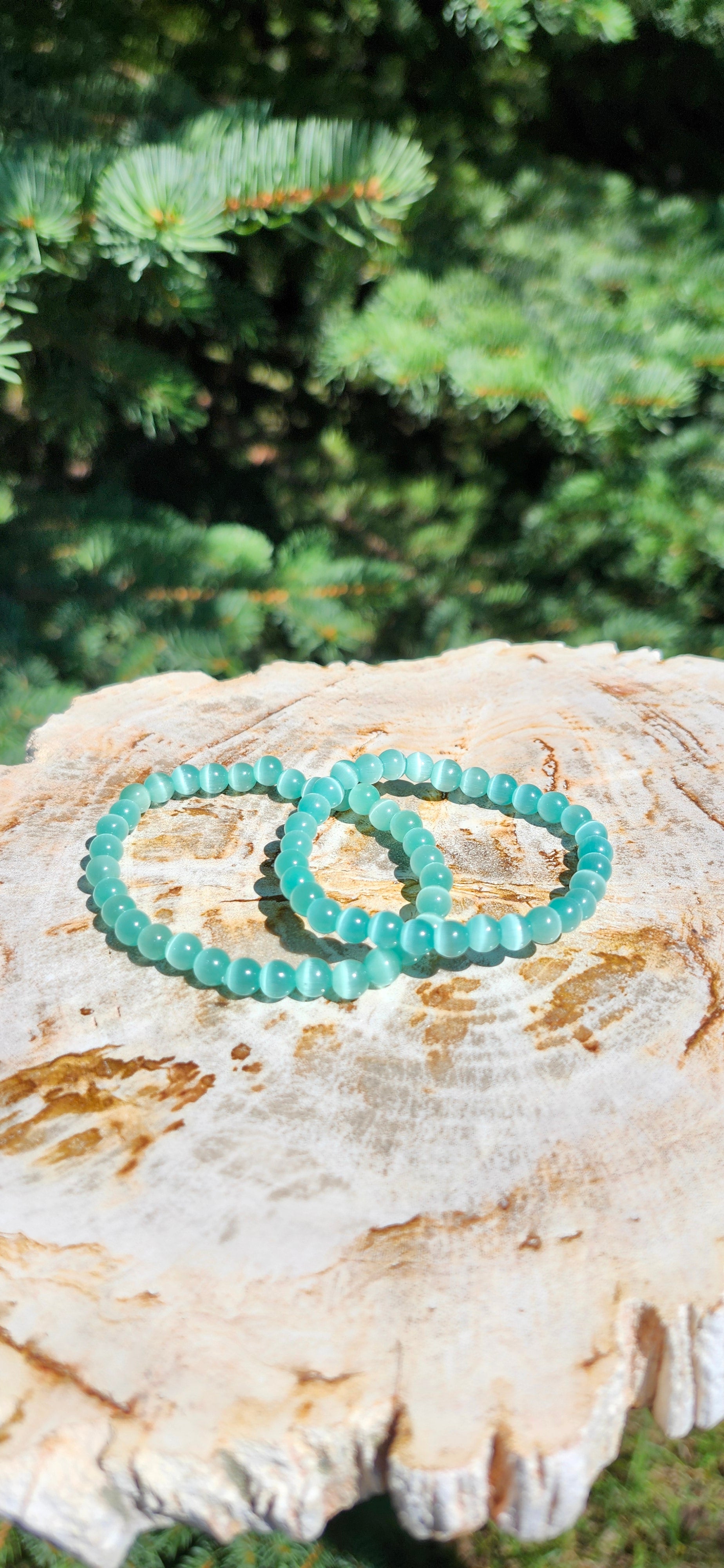 6mm GREEN CAT'S EYE BRACELET