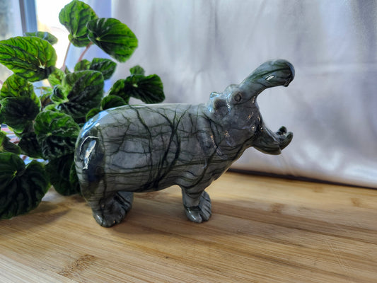 GREEN JASPER HIPPO