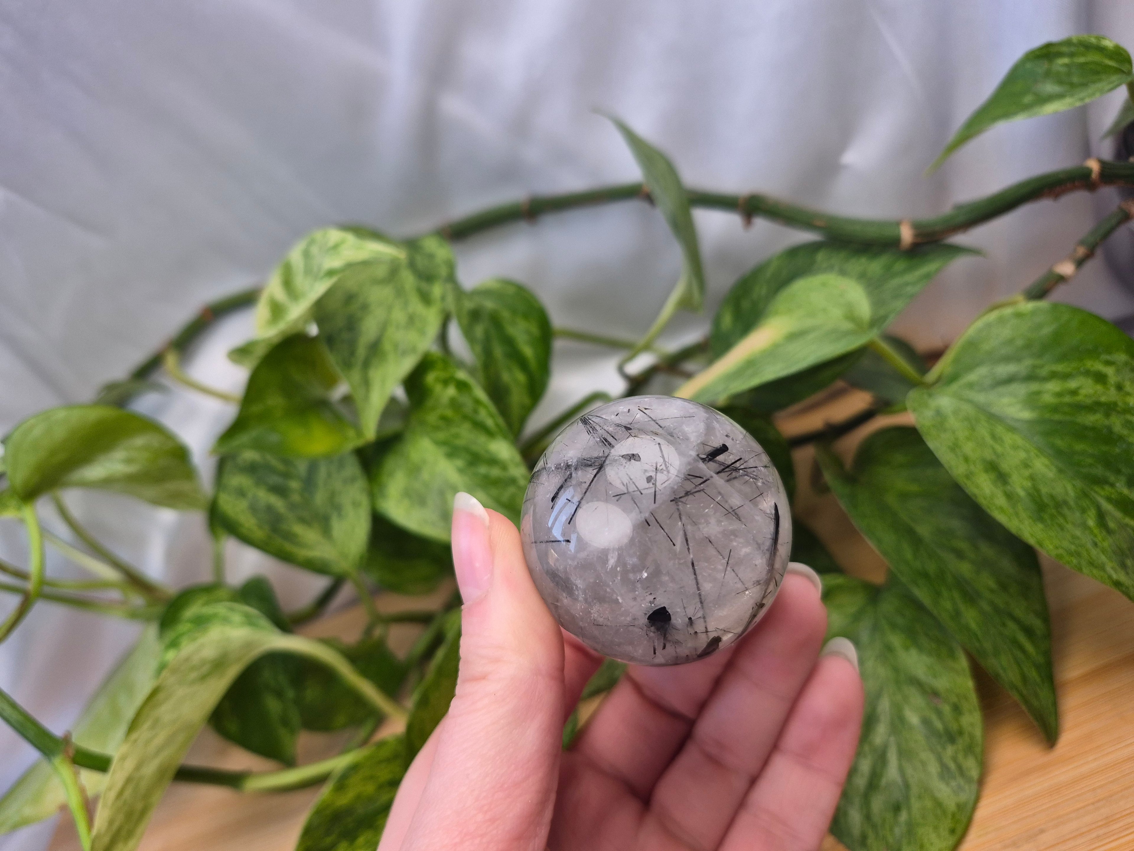 TOURMALATED QUARTZ SPHERE