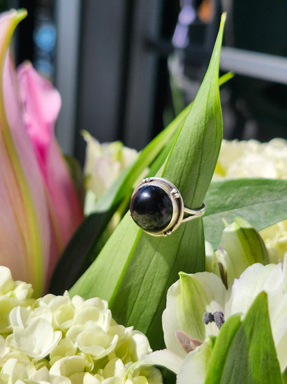 S5.5 OBSIDIAN RING .925 STERLING SILVER