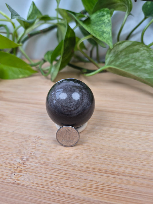 SILVER SHEEN OBSIDIAN SPHERE