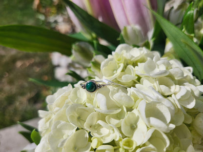 S6.25 MALACHITE RING .925 STERLING SILVER