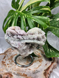 FEATHER FLUORITE HEART W/STAND