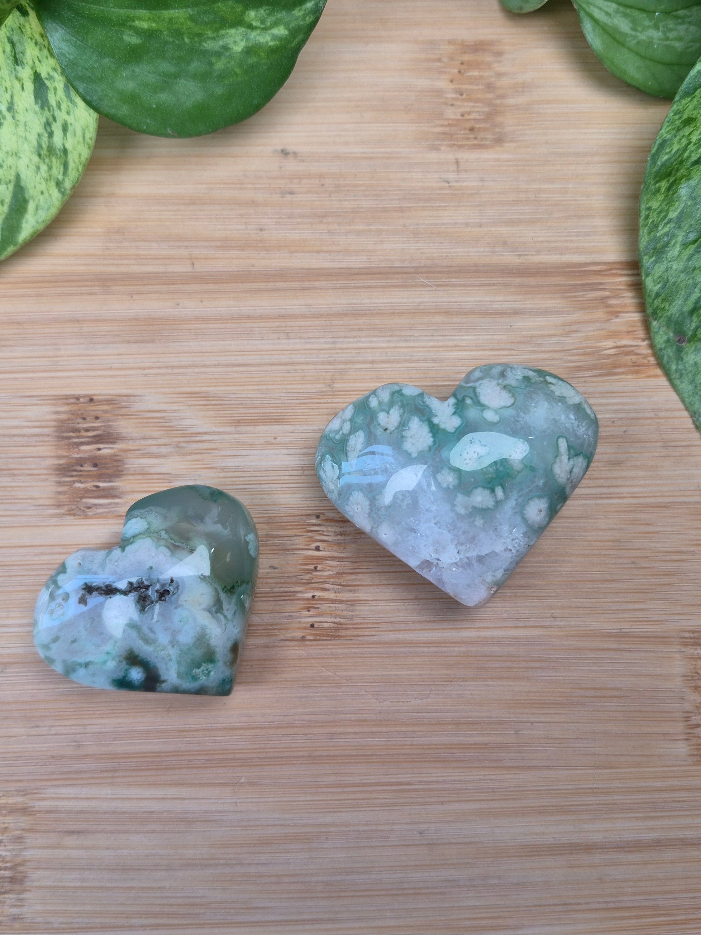 GREEN FLOWER AGATE HEART