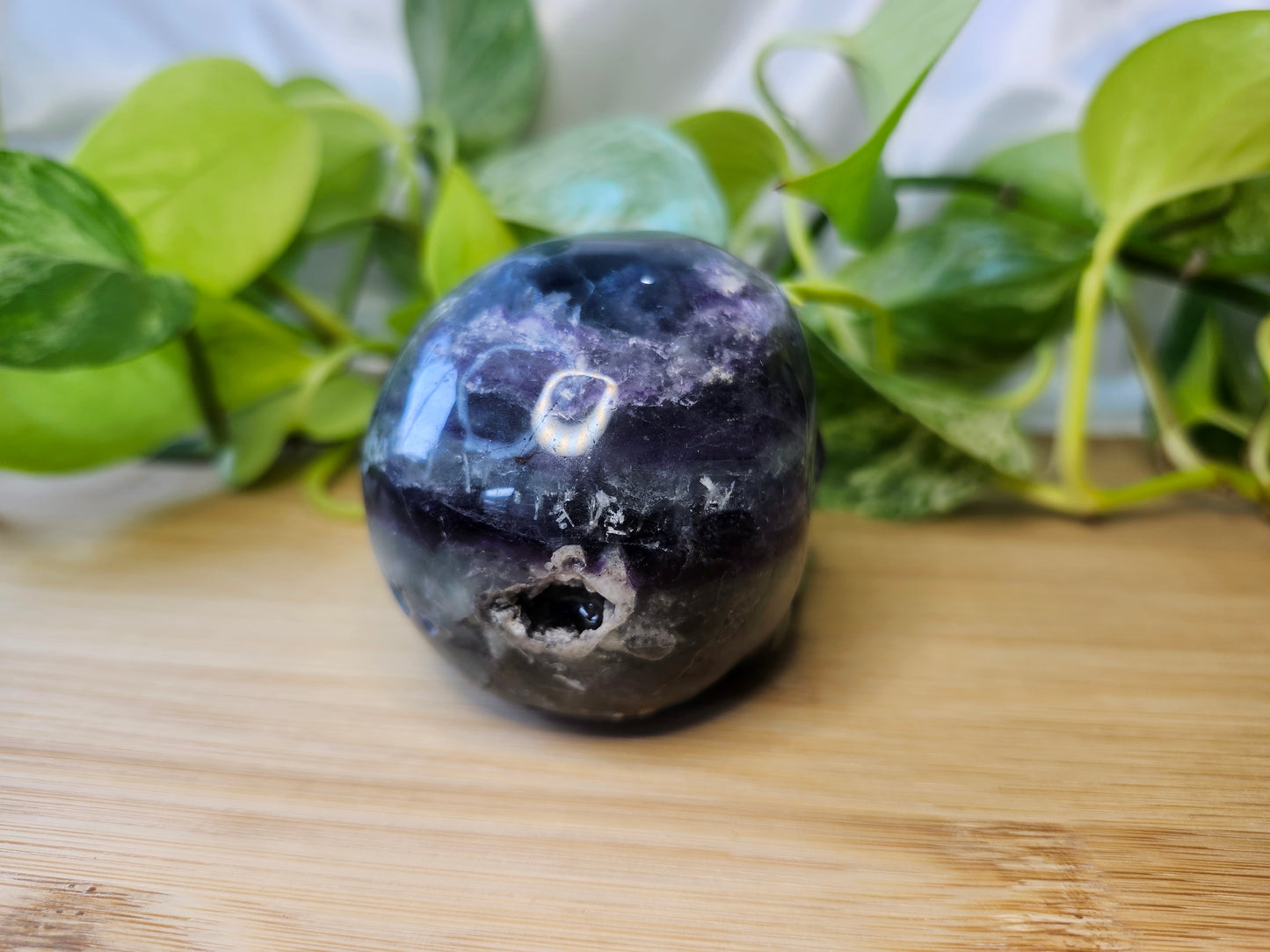 FEATHER FLUORITE SKULL